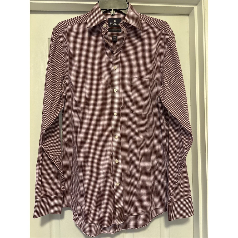 Stafford Travel Button‎ Up Shirt Mens 15 34/35 Long Sleeve Mixed Plaid Lot Of 4 - Picture 6 of 9